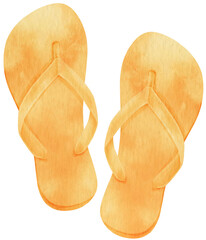 Yellow Sandals watercolor illustration for Summer Decorative Element
