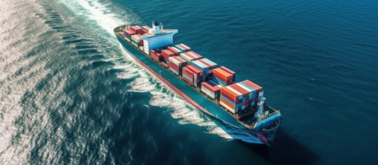 Cargo delivery, full containers for importing or exporting products worldwide - obrazy, fototapety, plakaty