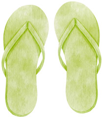 Green Sandals watercolor illustration for Summer Decorative Element