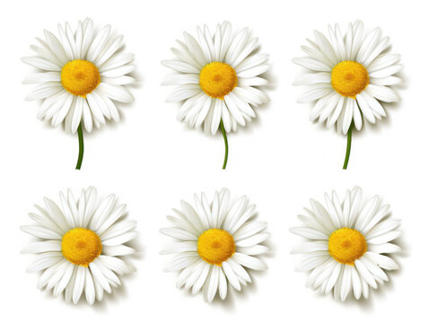 daisy collection set isolated on transparent background, transparency image, removed background