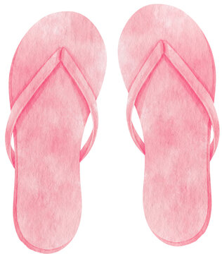 Pink Sandals watercolor illustration for Summer Decorative Element