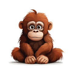 Adorable Orangutan Clipart isolated on white background 