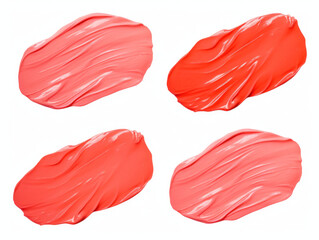 salmon paint stroke collection set isolated on transparent background, transparency image, removed background