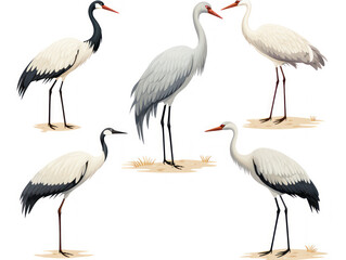 Crane collection set isolated on transparent background, transparency image, removed background