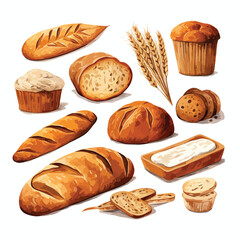 Artisan Bread Clipart isolated on white background