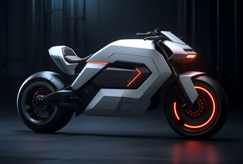 a white motorcycle with red lights