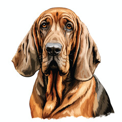 Bloodhound Clipart isolated on white background - obrazy, fototapety, plakaty