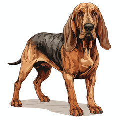 Bloodhound Clipart isolated on white background - obrazy, fototapety, plakaty