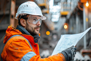 Engineer at building site: overseeing construction, ensuring safety, and coordinating tasks for efficient progress