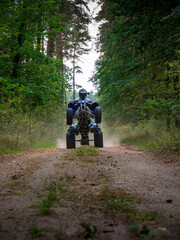 ATV quad riding in forest
