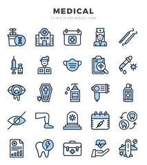 MEDICAL icons set for website and mobile site and apps.