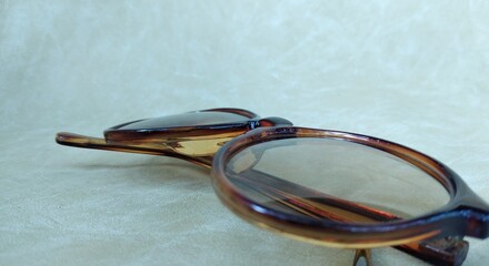 eyeglasses on a white background. tinting. selective focus