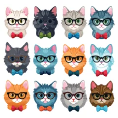Fotobehang Cats In Glasses Clipart isolated on white background © Noman