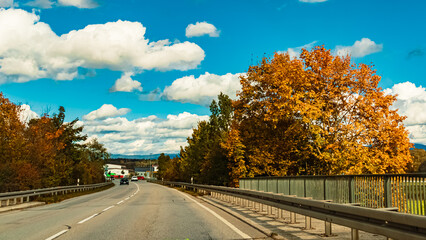 Autumn or indian summer view near Winzer, Danube, Deggendorf, Bavaria, Germany