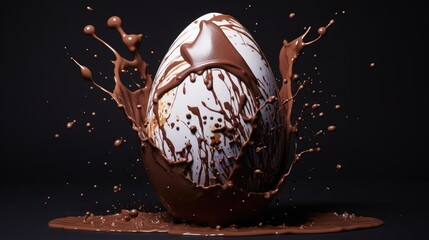 Easter egg splashing in a chocolate, food concept