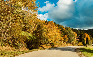 Autumn or indian summer view near Perasdorf, Straubing-Bogen, Bavarian forest, Bavaria, Germany