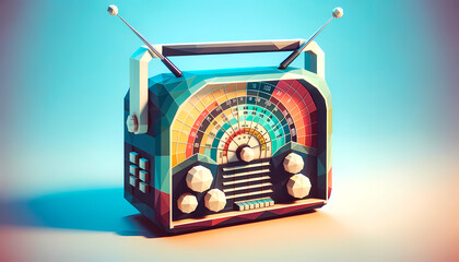 Radio classic design, with dials and antenna