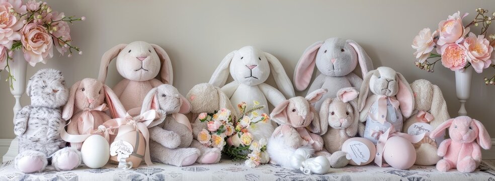 Celebrate Spring with a Colorful and Festive Assortment of Bunny-Themed Plush Toys and Gifts