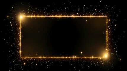 Obraz premium Luxurious golden rectangular frame paired with stylish black background