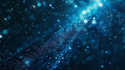 Dark Blue Abstract Background with Glow Particles
