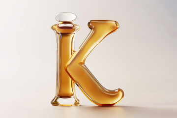 Alphabet letter K shaped like a perfume bottle, beautiful unique font design for luxury, elegance, beauty concepts 