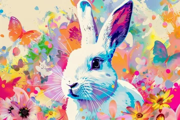 Fototapeten From Bunnies to Eggs: Celebrating Easter with a Unique Pop Art Twist on Traditional Imagery © aicandy