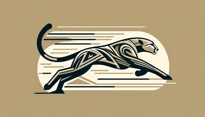 Graphic illustration of a stylized cheetah in motion