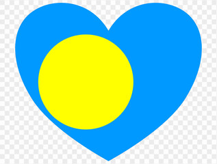 Palau flag in heart shape isolated  on  transparent  background. vector illustration