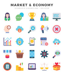 Market & Economy icons set. Vector illustration.