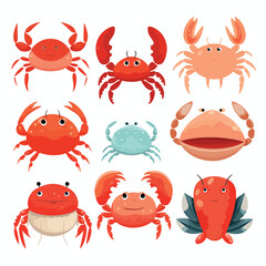 Cute Crab Clipart Ocean Animals Clipart isolated on white