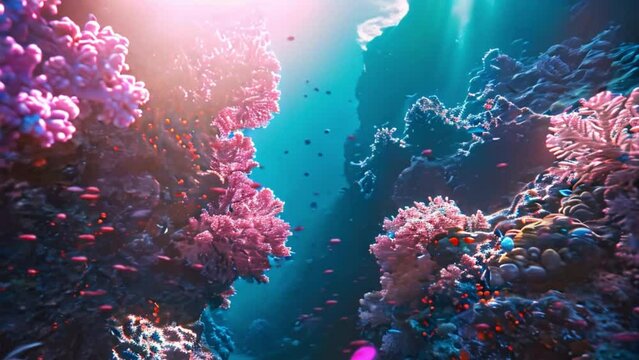 colorful underwater coral life with a little sunlight