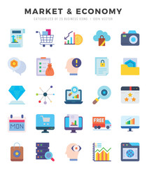 Set of Market & Economy Icons. Simple line art style icons pack.for website and mobile site and apps.