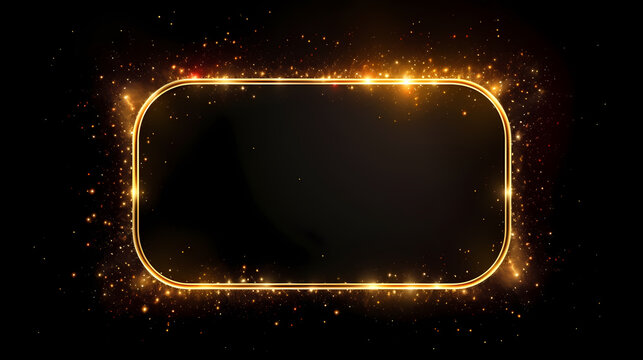 Luxurious golden rectangular frame paired with stylish black background