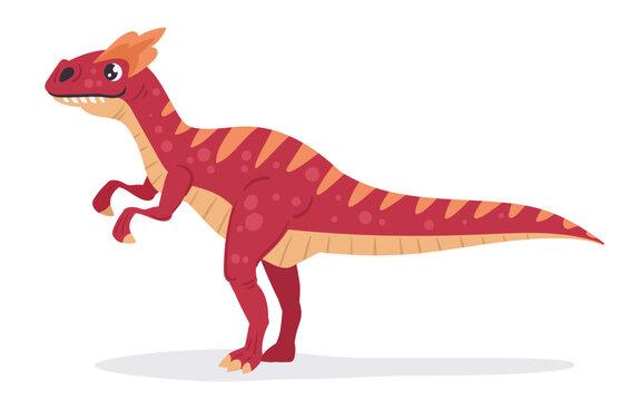 Jurassic carcharodon predator. Cartoon carnotaurus dinosaur, meat-eating carcharodontosaurus dino, ancient carnivorous reptile flat vector illustration. Carcharodon dinosaur on white