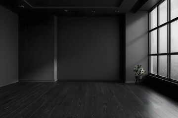 A spacious, empty room appears pristine and immaculate, with a minimal style. - obrazy, fototapety, plakaty