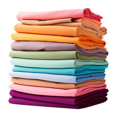 stack of colorful clothes isolated on transparent background Remove png, Clipping Path, pen tool