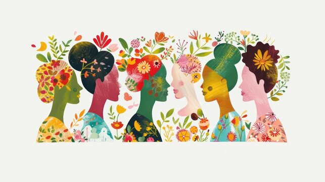 Illustration of International Women's Day celebration template concept. AI generated image