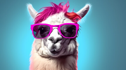 Fototapeta premium Llama wearing sunglasses