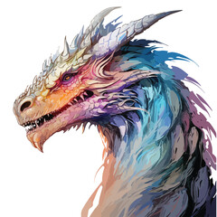 Fantasy Dragon Portrait Clipart isolated on white background 