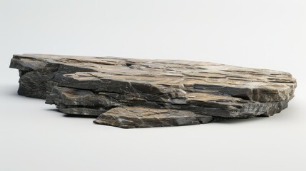 Fototapeta premium Rustic flat rock podium display product isolated white background. AI generated image