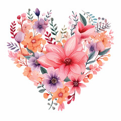 Floral Hearts Clipart isolated on white background