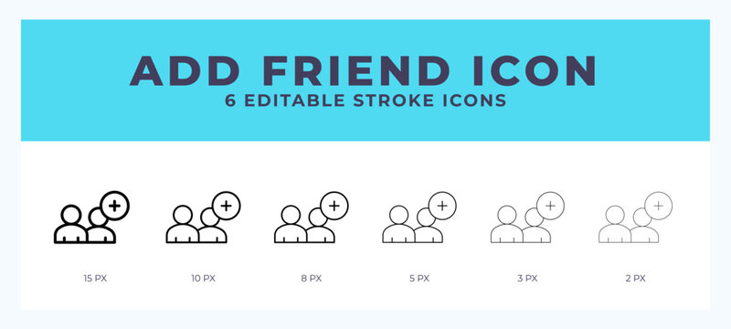 Add friend line icon. Vector icon symbol. Logo illustration. Editable line icon.