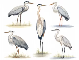 Poster Reiger Heron collection set isolated on transparent background, transparency image, removed background