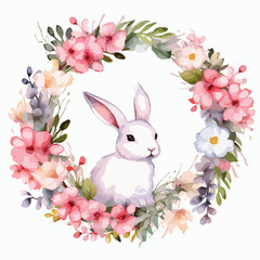 Flower Frame Rabbit Clipart