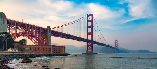 Golden Gate Bridge at sunset. San Francisco, California, USA