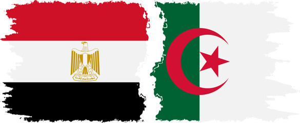 Algeria and Egypt grunge flags connection vector