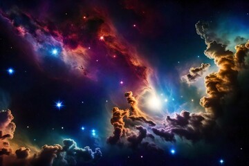 Obraz na płótnie Canvas scene with stars and clouds