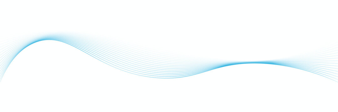 Abstract blue smooth waves on white background. Dynamic sound waves. Design elements