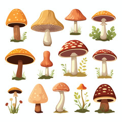 Forest Mushrooms Clipart