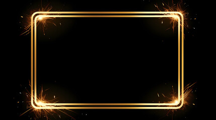 Obraz premium Radiant gold glitter frame on black background